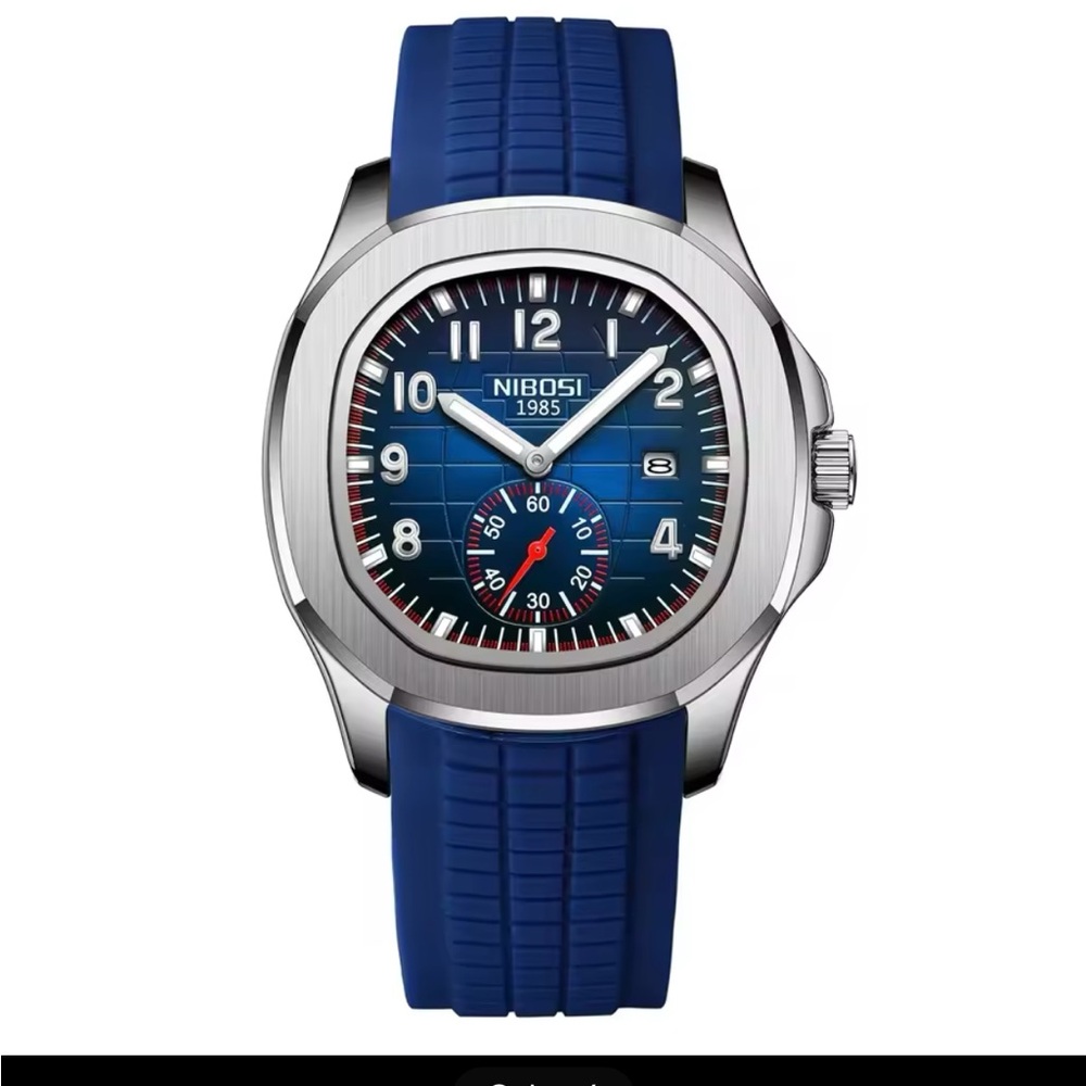 NIBOSI Blue and Silver Watch